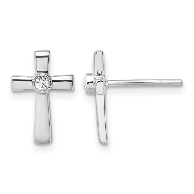 Sterling silver cubic zirconia cross earrings