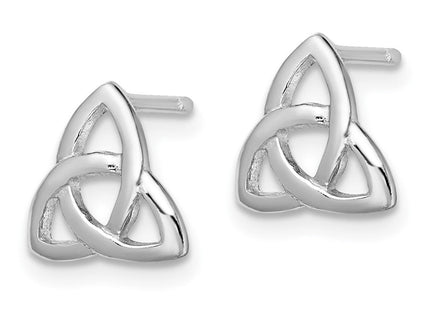Sterling Silver Rhodium-plated Polished Celtic Knot Post Earrings (Style QE13549)