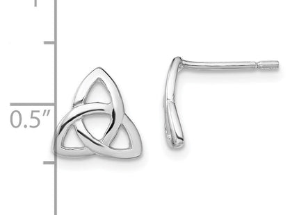 Sterling Silver Rhodium-plated Polished Celtic Knot Post Earrings (Style QE13549)