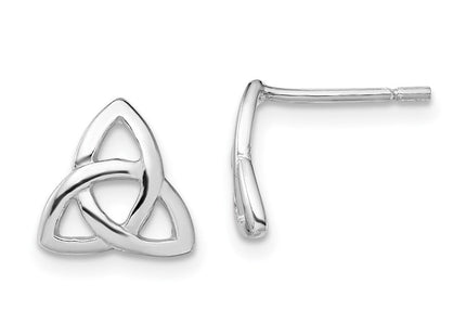 Sterling Silver Rhodium-plated Polished Celtic Knot Post Earrings (Style QE13549)