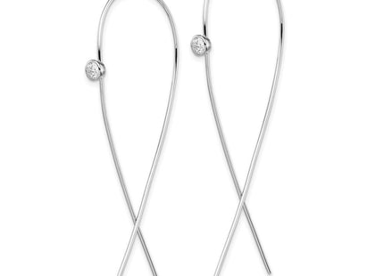 Sterling Silver Rhodium-plated Polished CZ Threader Earrings (Style QE13585)