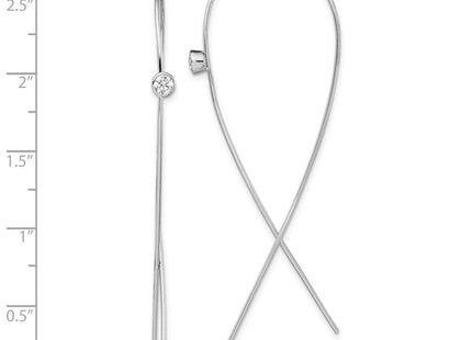 Sterling Silver Rhodium-plated Polished CZ Threader Earrings (Style QE13585)
