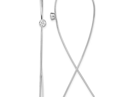 Sterling Silver Rhodium-plated Polished CZ Threader Earrings (Style QE13585)