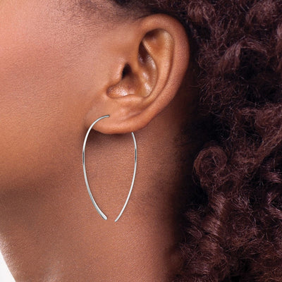 Sterling Silver Rhodium-plated Threader Earrings, 47.61 x 2.05mm