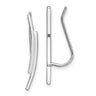 Sterling Silver Rhod-plated Polished Double Curved Bar Ear Climber Earrings