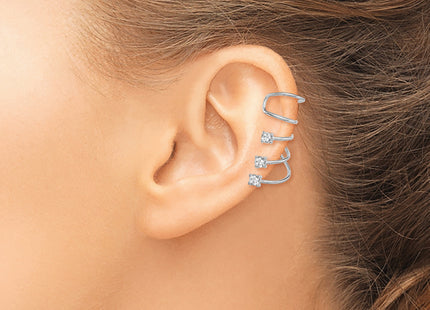 Sterling Silver Rhodium-plated Polished Fancy CZ Pair of Cuff Earrings