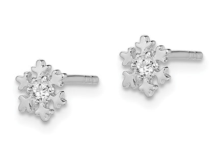 Sterling silver cubic zirconia snowflake earrings, alternate view