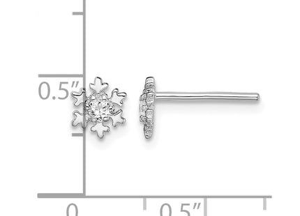 Sterling silver cubic zirconia snowflake earrings, further view