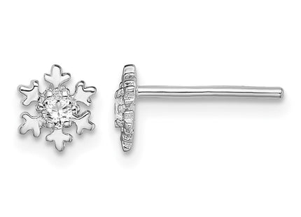 Sterling silver cubic zirconia snowflake earrings