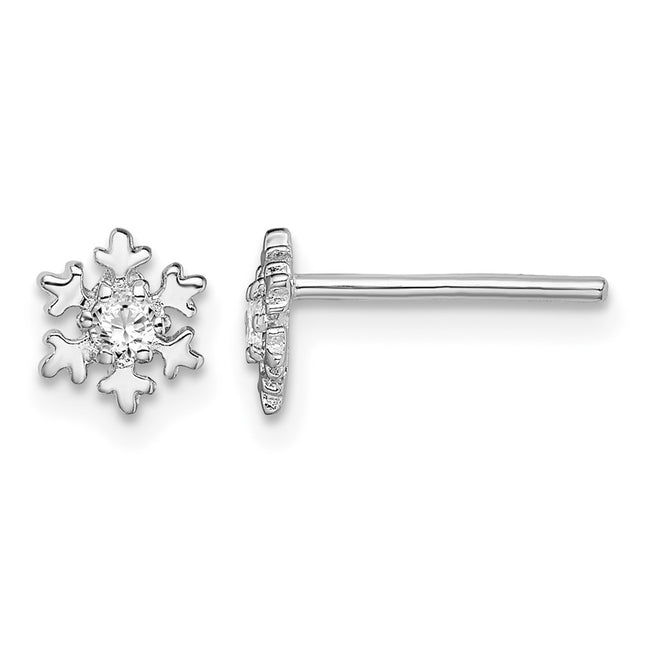 Sterling silver cubic zirconia snowflake earrings