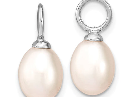 Sterling Silver Rhodium-plated 7- Black and White Rice Freshwater Cultured Pearl and CZ Interchangeable Post Earrings Set (Style QE13838SET)
