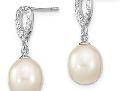 Sterling silver cubic zirconia drop earrings, alternate view