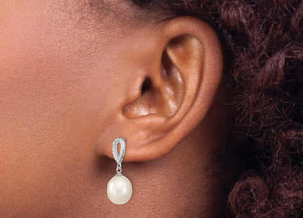 Sterling silver cubic zirconia drop earrings, another view