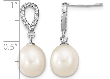 Sterling silver cubic zirconia drop earrings, further view