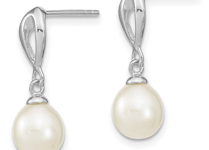 Sterling silver pearl drop earrings, alternate view
