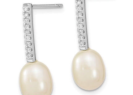Sterling silver cubic zirconia drop earrings, alternate view