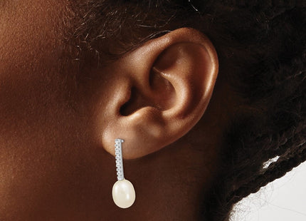 Sterling silver cubic zirconia drop earrings, another view