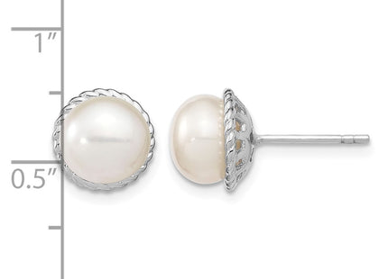Sterling silver pearl earrings, further view