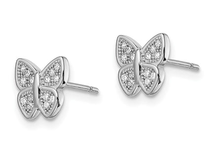Sterling silver cubic zirconia butterfly earrings, alternate view