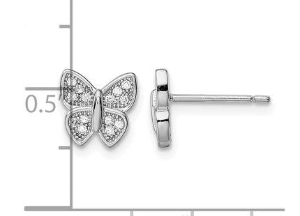 Sterling silver cubic zirconia butterfly earrings, further view