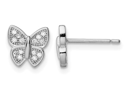 Sterling silver cubic zirconia butterfly earrings