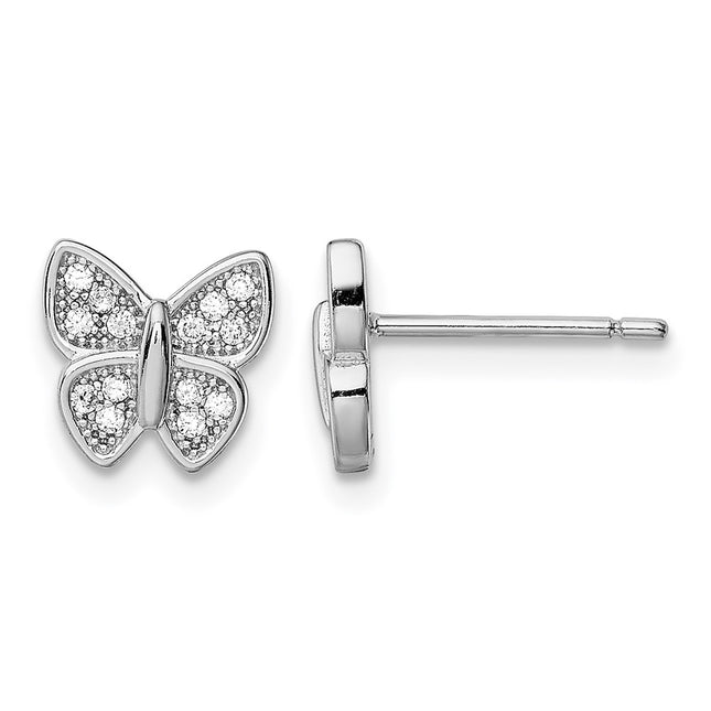 Sterling silver cubic zirconia butterfly earrings
