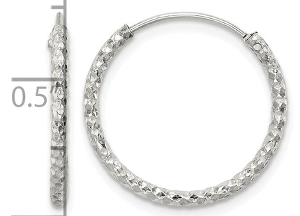 Sterling Silver Diamond Cut 1. Endless Hoop Earrings