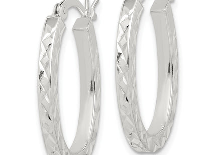 Sterling silver oval hoop earrings, alternate view