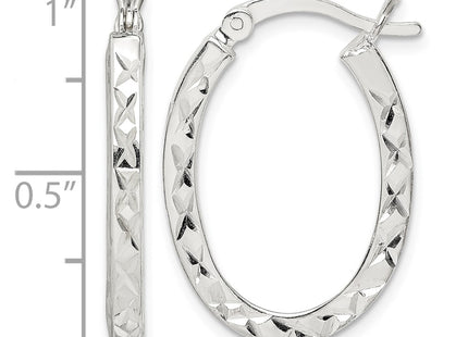 Sterling silver oval hoop earrings, further view