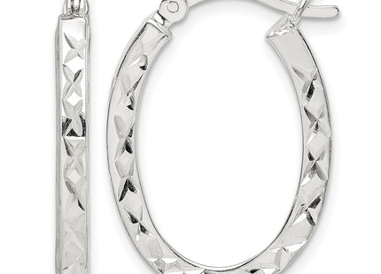 Sterling silver oval hoop earrings
