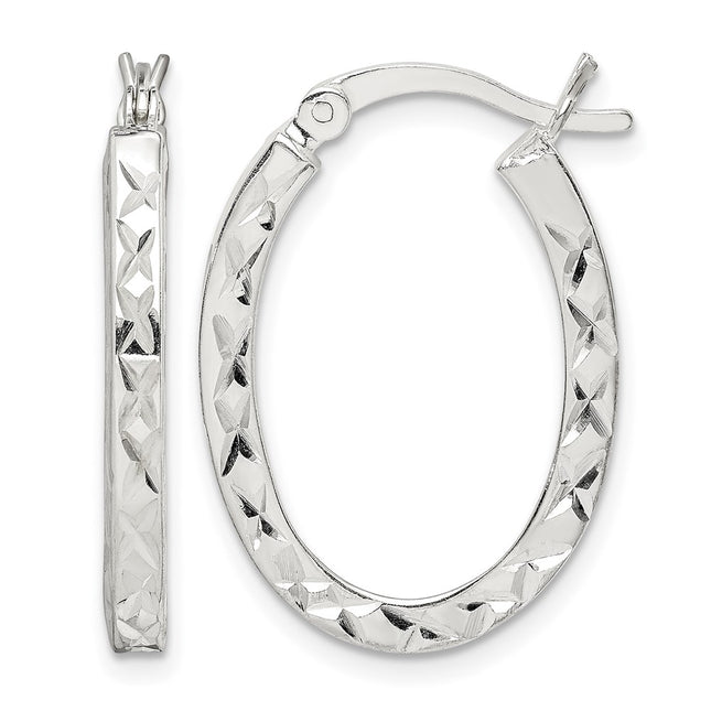 Sterling silver oval hoop earrings