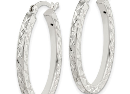 Sterling silver oval hoop earrings, alternate view