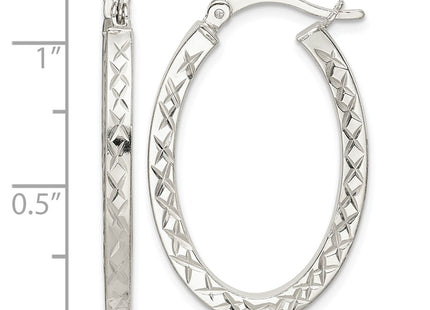 Sterling silver oval hoop earrings, further view
