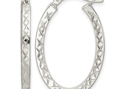 Sterling silver oval hoop earrings