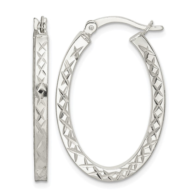 Sterling silver oval hoop earrings