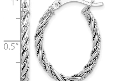 Sterling silver oval hoop earrings, further view
