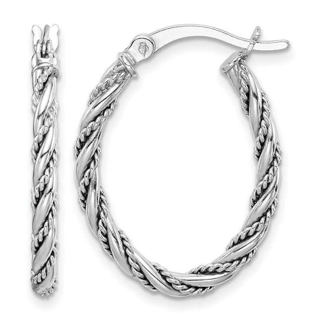 Sterling silver oval hoop earrings