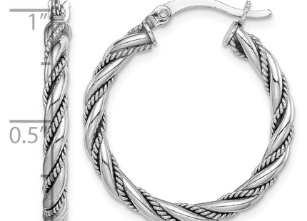 Sterling silver hoop earrings, further view