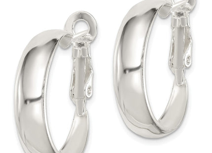 Sterling Silver Polished Omega Back Hoop Earrings