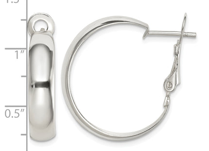 Sterling Silver Polished Omega Back Hoop Earrings, 24.6 x 24.6mm