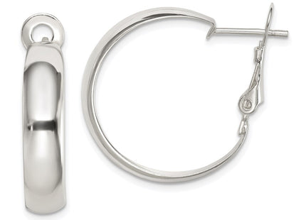 Sterling Silver Polished Omega Back Hoop Earrings