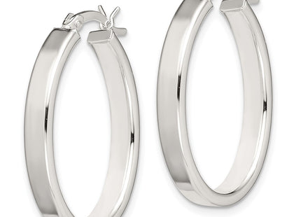 Sterling silver oval hoop earrings, alternate view