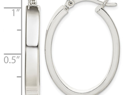 Sterling silver oval hoop earrings, further view