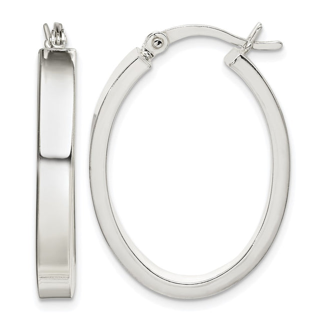 Sterling Silver Polished Oval Hoop Earrings, 29.2 x 20.5mm