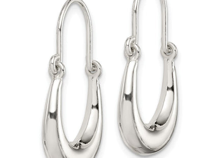 Sterling Silver Polished & Tapered Oval Hoop Earrings (Style QE14153)