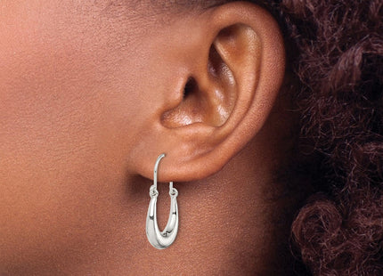 Sterling Silver Polished & Tapered Oval Hoop Earrings (Style QE14153)