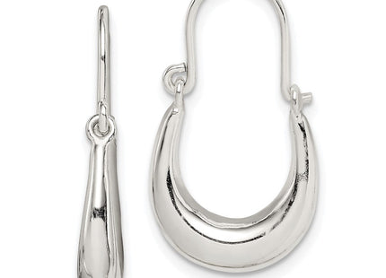 Sterling Silver Polished & Tapered Oval Hoop Earrings (Style QE14153)