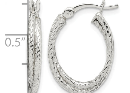 Sterling Silver Twisted and Textured Hoop Earrings, 20.25 x 14.65mm