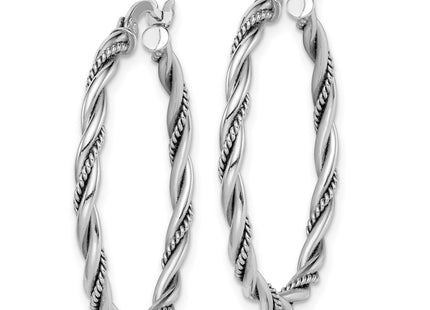 Sterling silver hoop earrings, alternate view