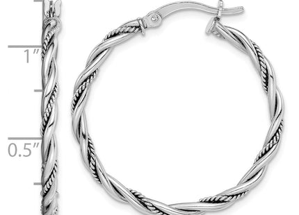Sterling silver hoop earrings, further view